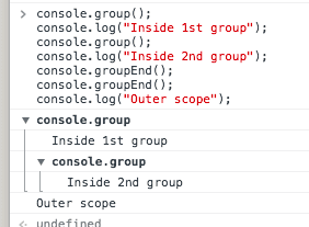 console group javascript